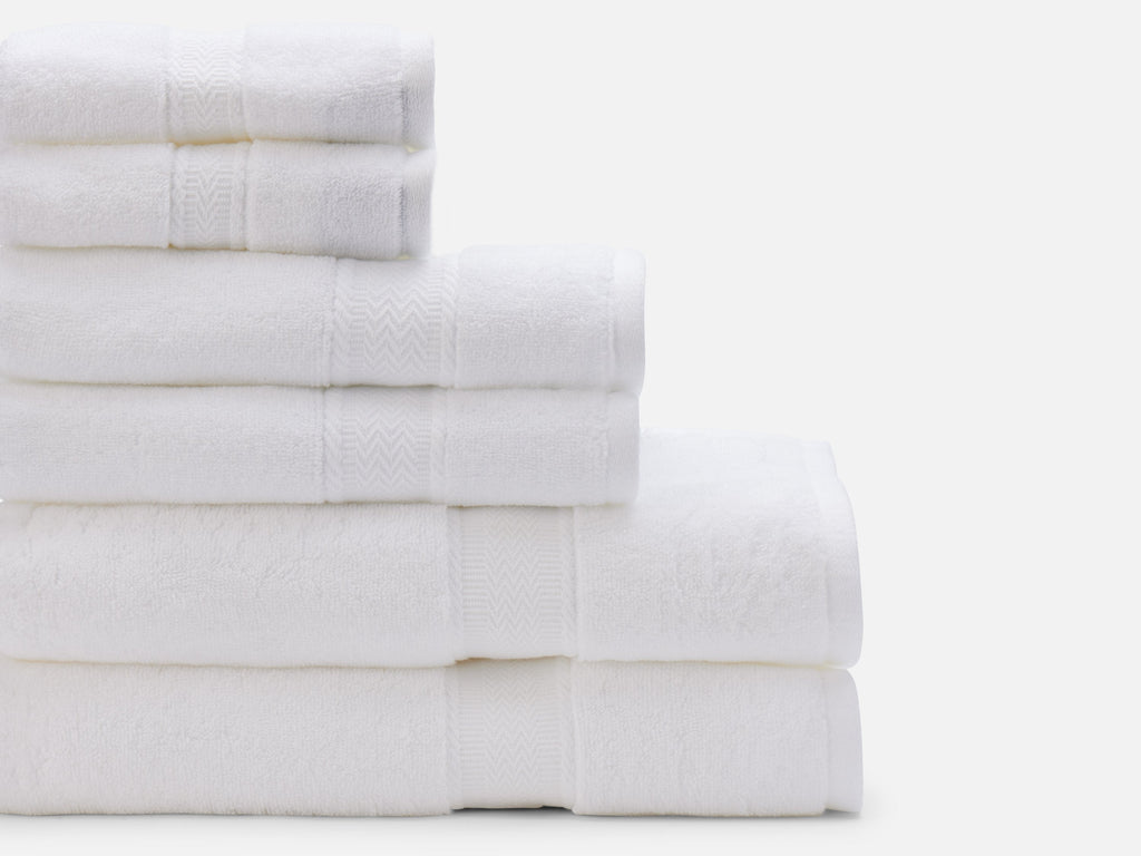 Cotton Bath Set White Red Land Cotton