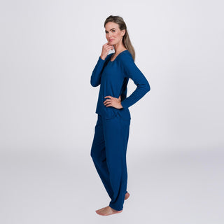 Luxe Knit Long Sleeve Set - Sapphire Blue