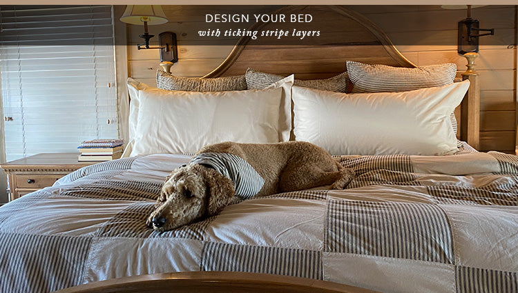 Design Your Bed With Ticking Stripe Layers