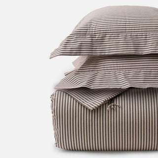 Ticking Stripe Duvet Cover & Sham Bundle with Zipper Closure