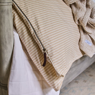 Sesame Ticking Stripe Duvet Cover with Zipper Closure