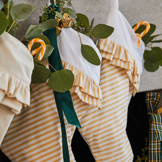 Red Land Christmas Stocking - Harvest Gold Stripe