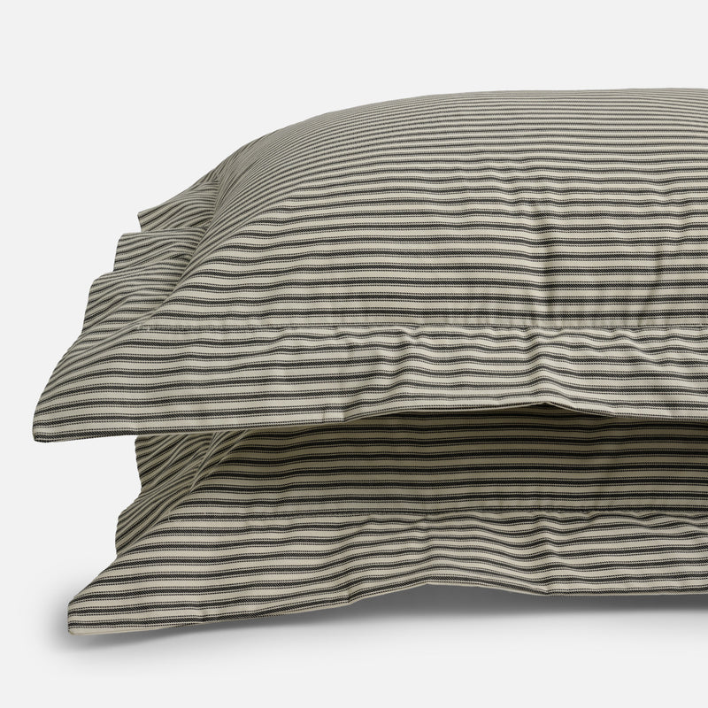 Charcoal Ticking Stripe Pillow Sham